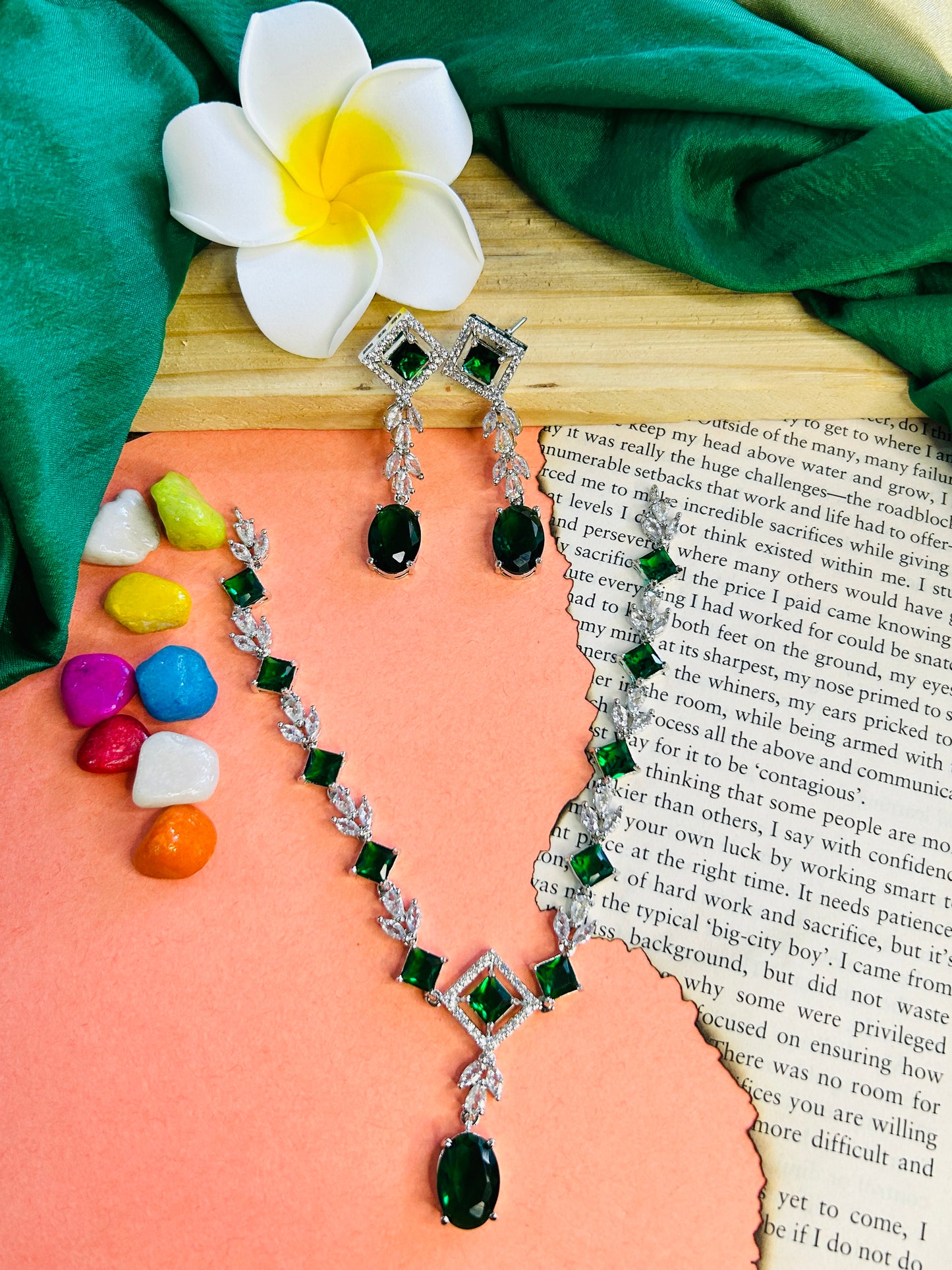 Titanic AD Necklace || AD Jewellery - Green