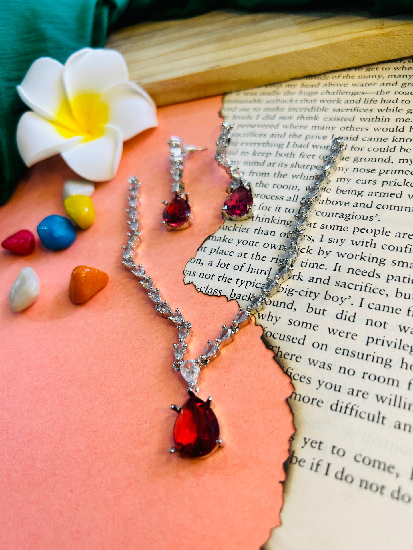 Sherlyn AD Necklace - Ruby Red || AD Jewellery