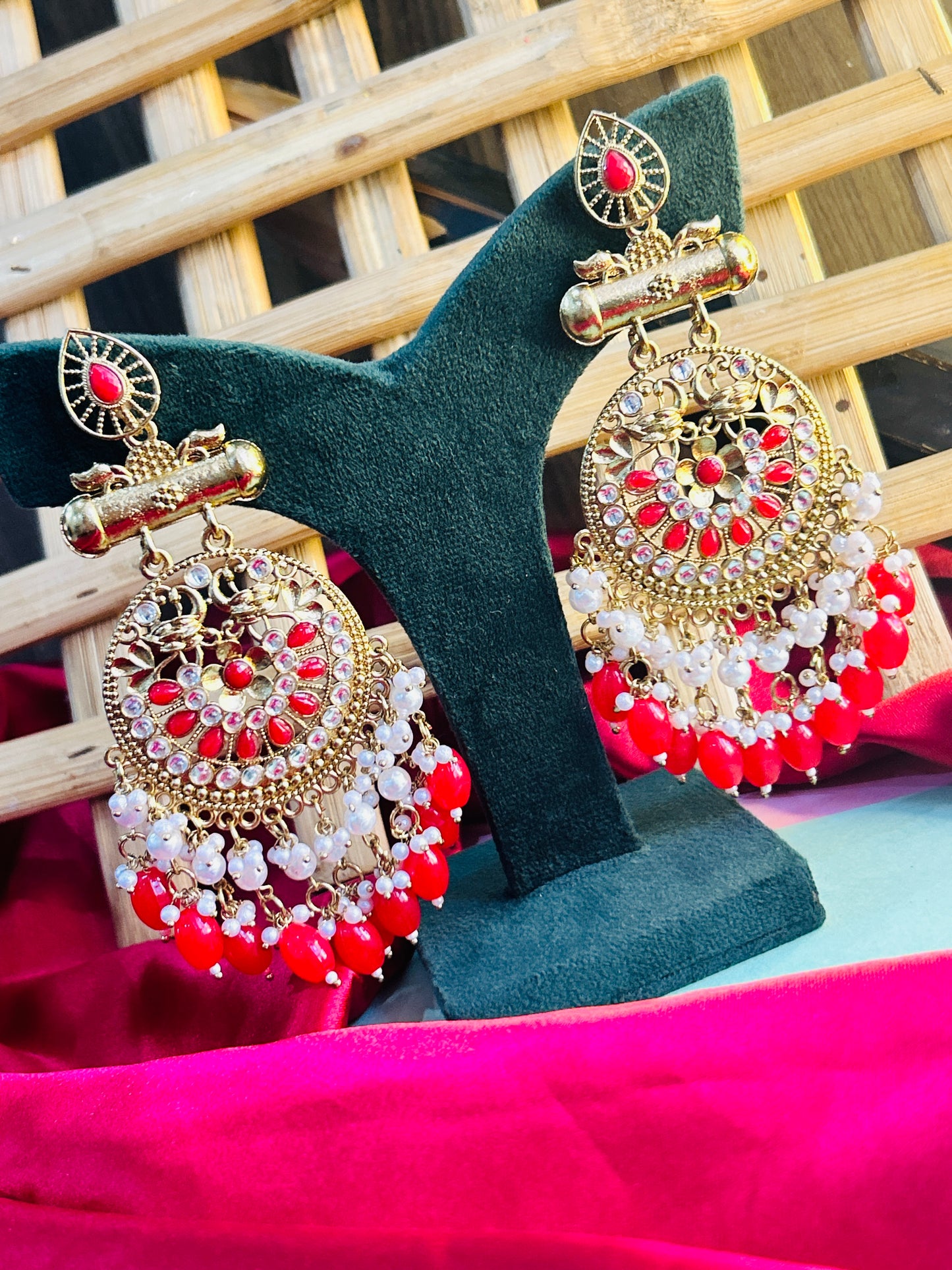 Preet Chandbali- Red || Ethnic Jewellery || Celebrity Style Gold Plated