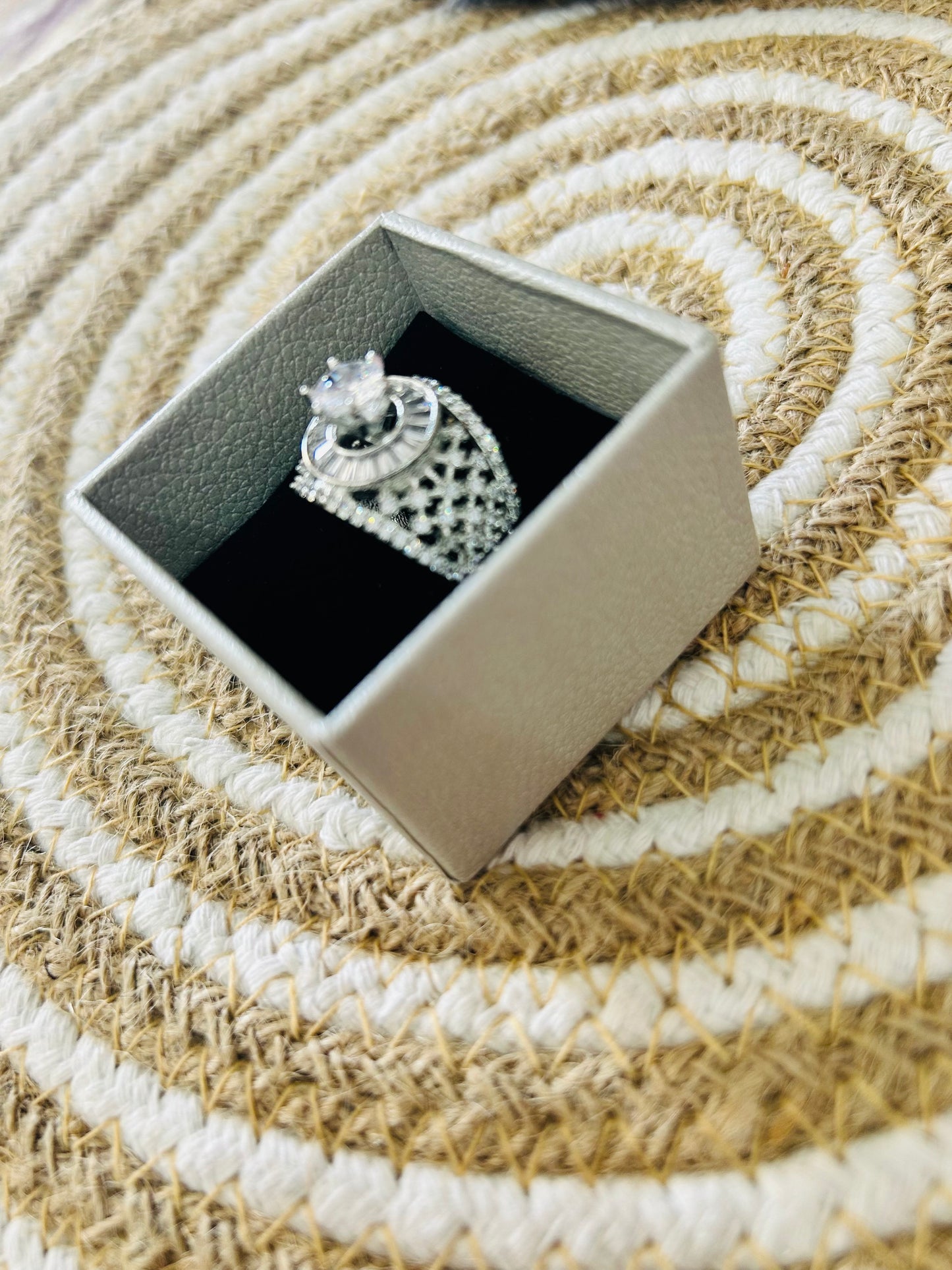 Princess Cubic Zirconia Silver Plated Ring || AD Jewellery || Sale