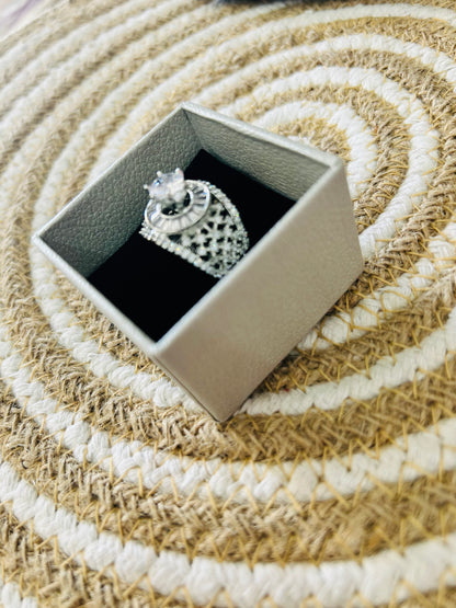 Princess Cubic Zirconia Silver Plated Ring || AD Jewellery || Sale