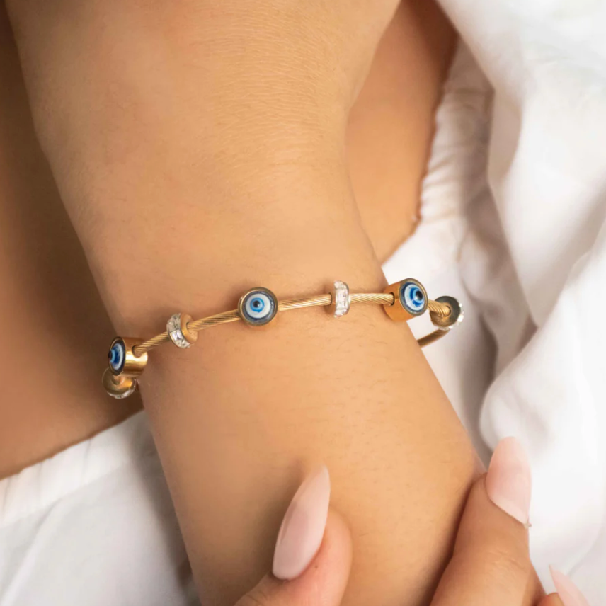 Classic Evil Eye Bracelet || 18K Gold Plated Daily Wear || Gift for her