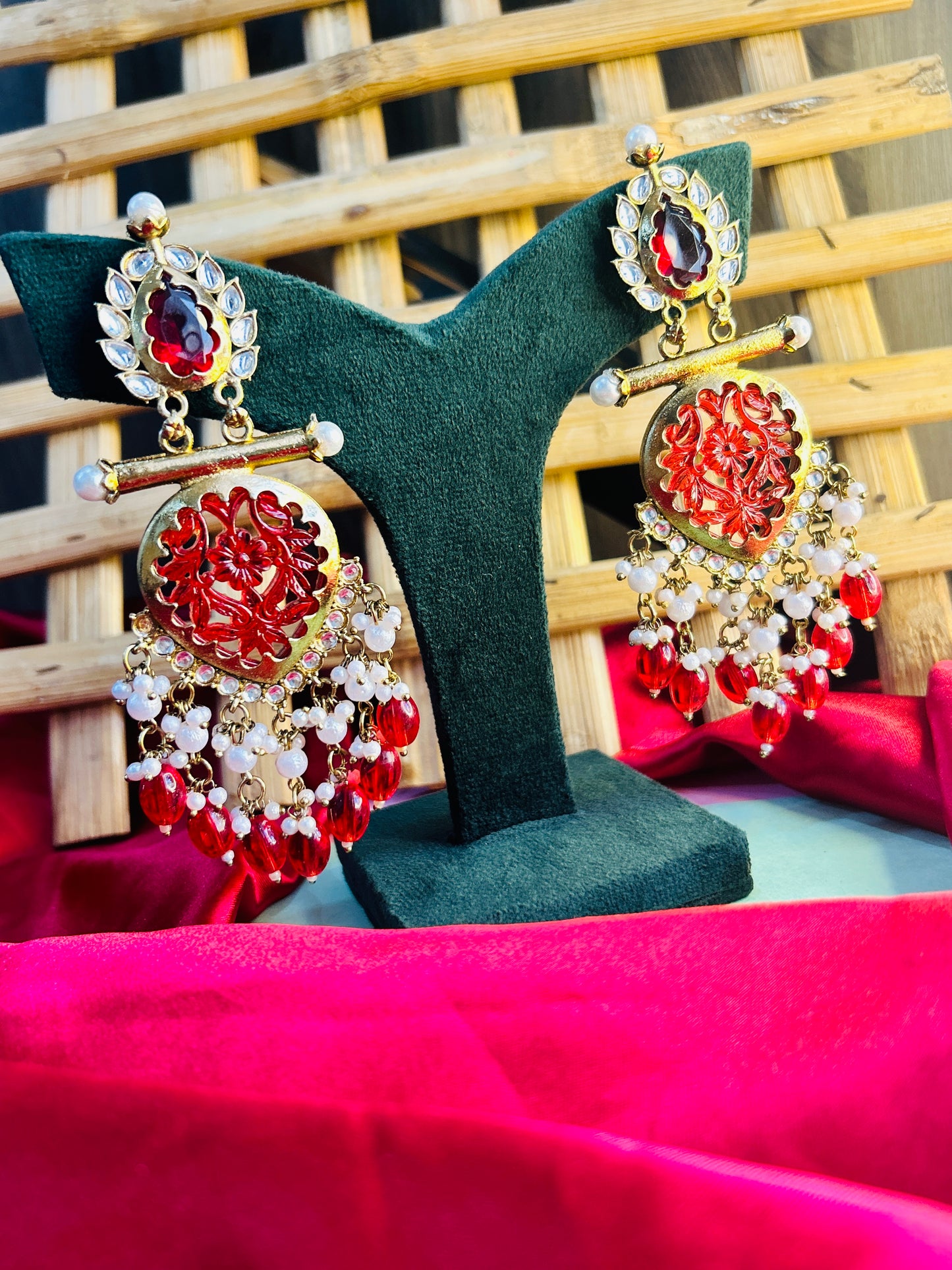 Pragati Chandbali - Red || Ethnic Jewellery || Celebrity Style Gold Plated