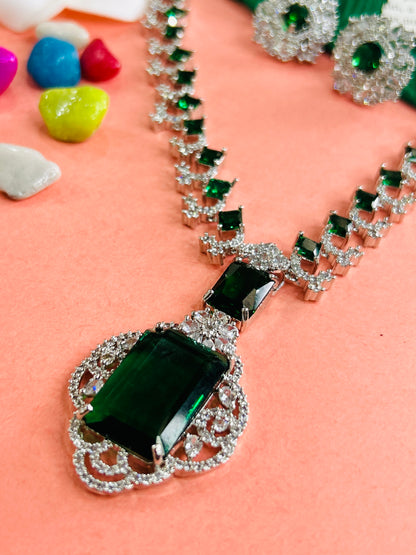 Neeta Ambani Inspired AD Necklace || AD Jewellery - Green