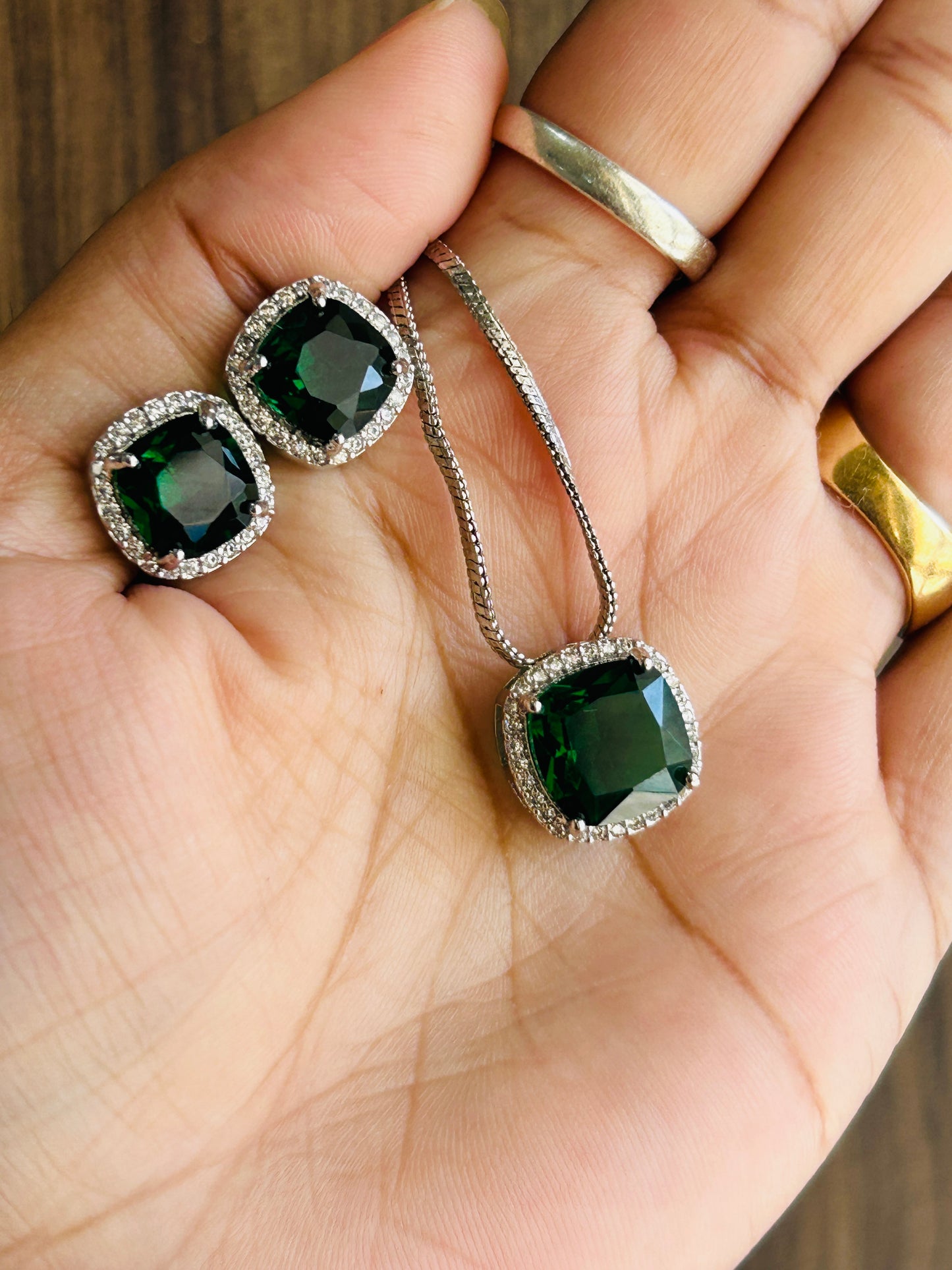 Raha AD Pendant Set || AD Jewellery -Emerald Green