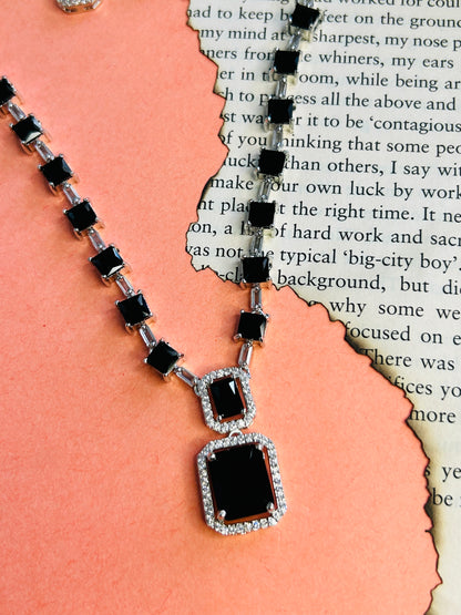 Roman AD Necklace || AD Jewellery - Black