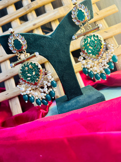 Pragati Chandbali- Green|| Ethnic Jewellery || Celebrity Style Gold Plated