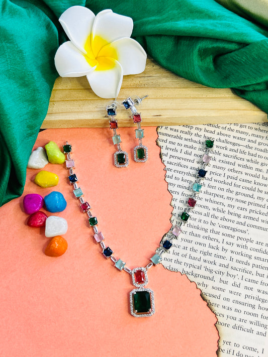 Roman AD Necklace || AD Jewellery - Multi