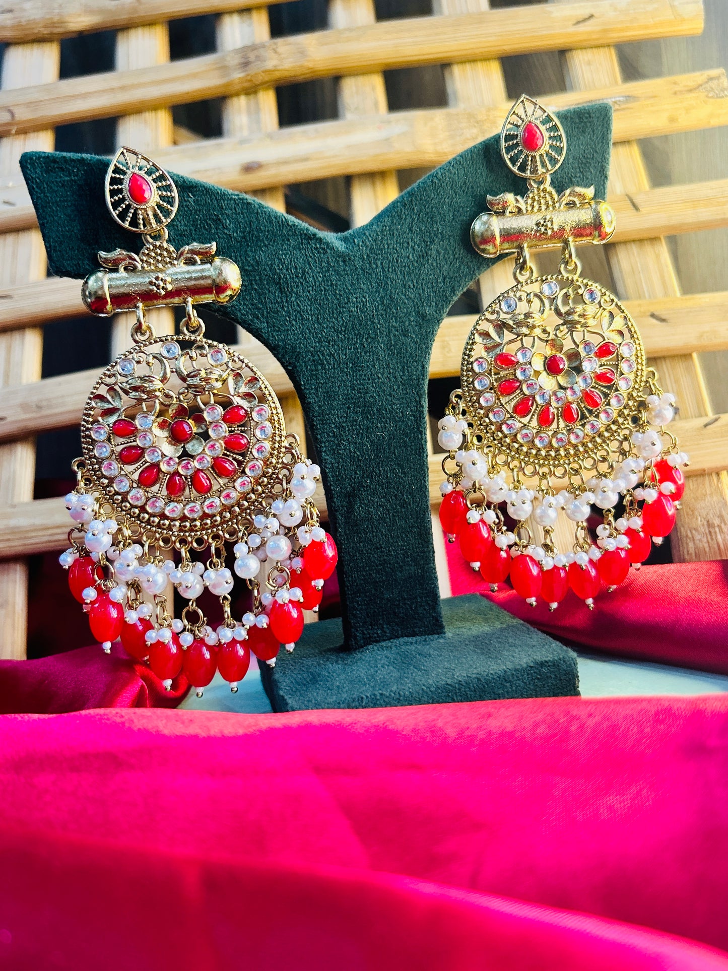 Preet Chandbali- Red || Ethnic Jewellery || Celebrity Style Gold Plated