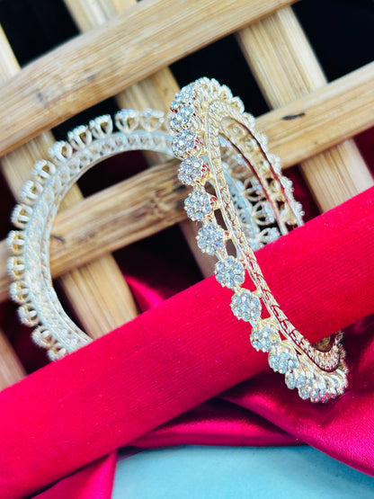 Shagun Gold Plated Stone Studded Pacheli Bangles Set || Celebrity Inspired || Set of 2 Bangles