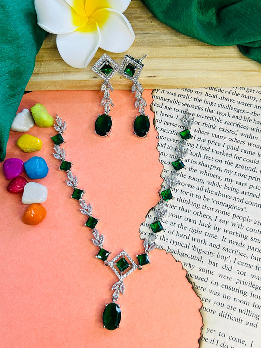 Titanic AD Necklace || AD Jewellery - Green