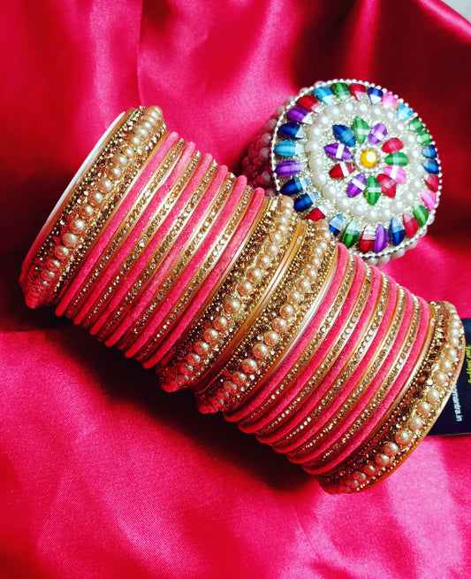 Pink Traditional Bangles Set