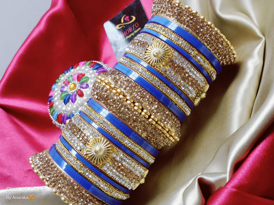 Traditional Rajasthani Bangles Set - Dark Blue