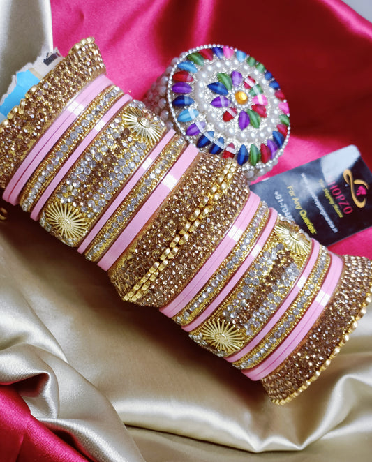 Traditional Rajasthani Bangles Set- Pink