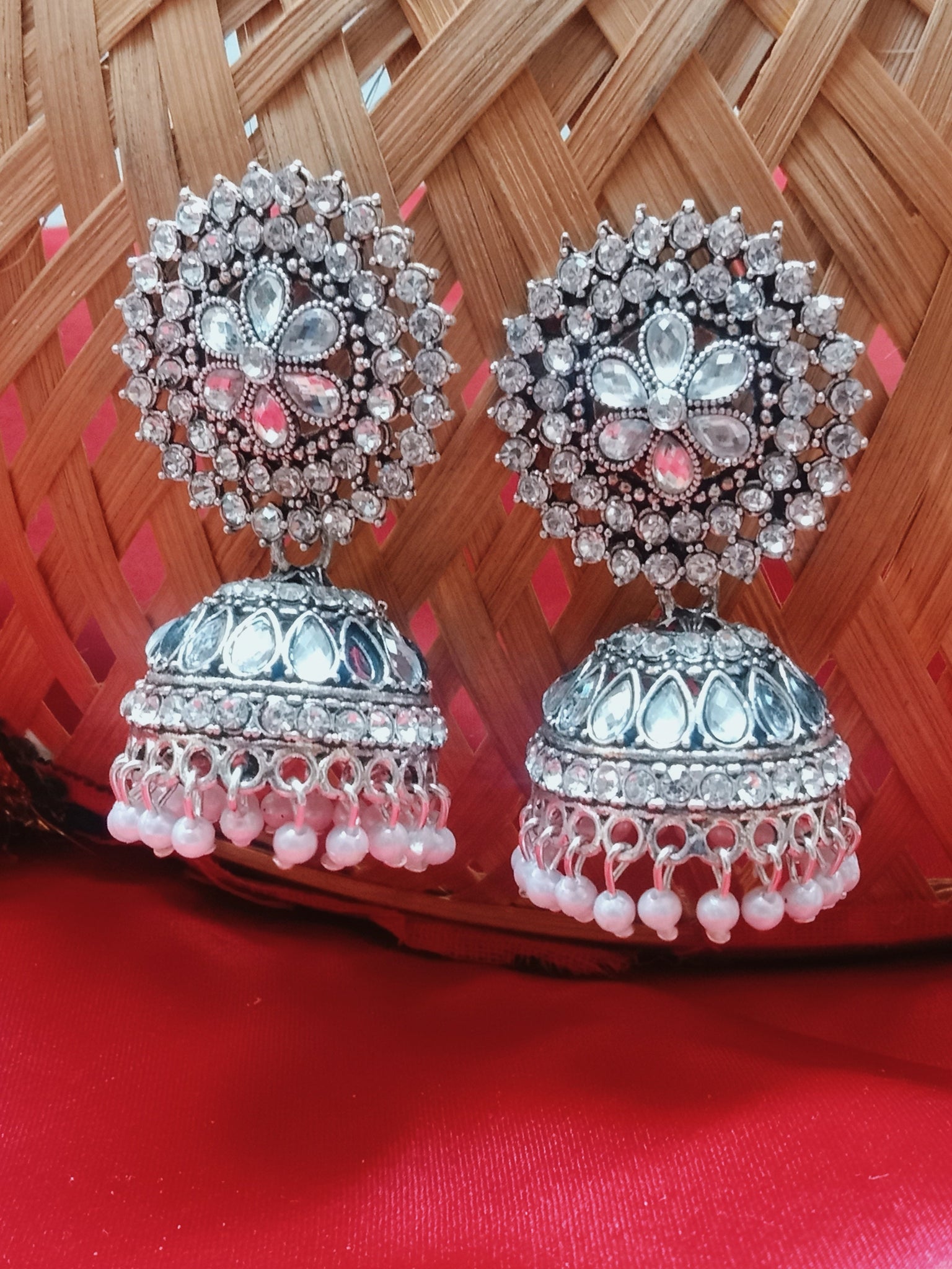 Buy/Send Pink Dome Shaped Jhumka Earrings Online- FNP