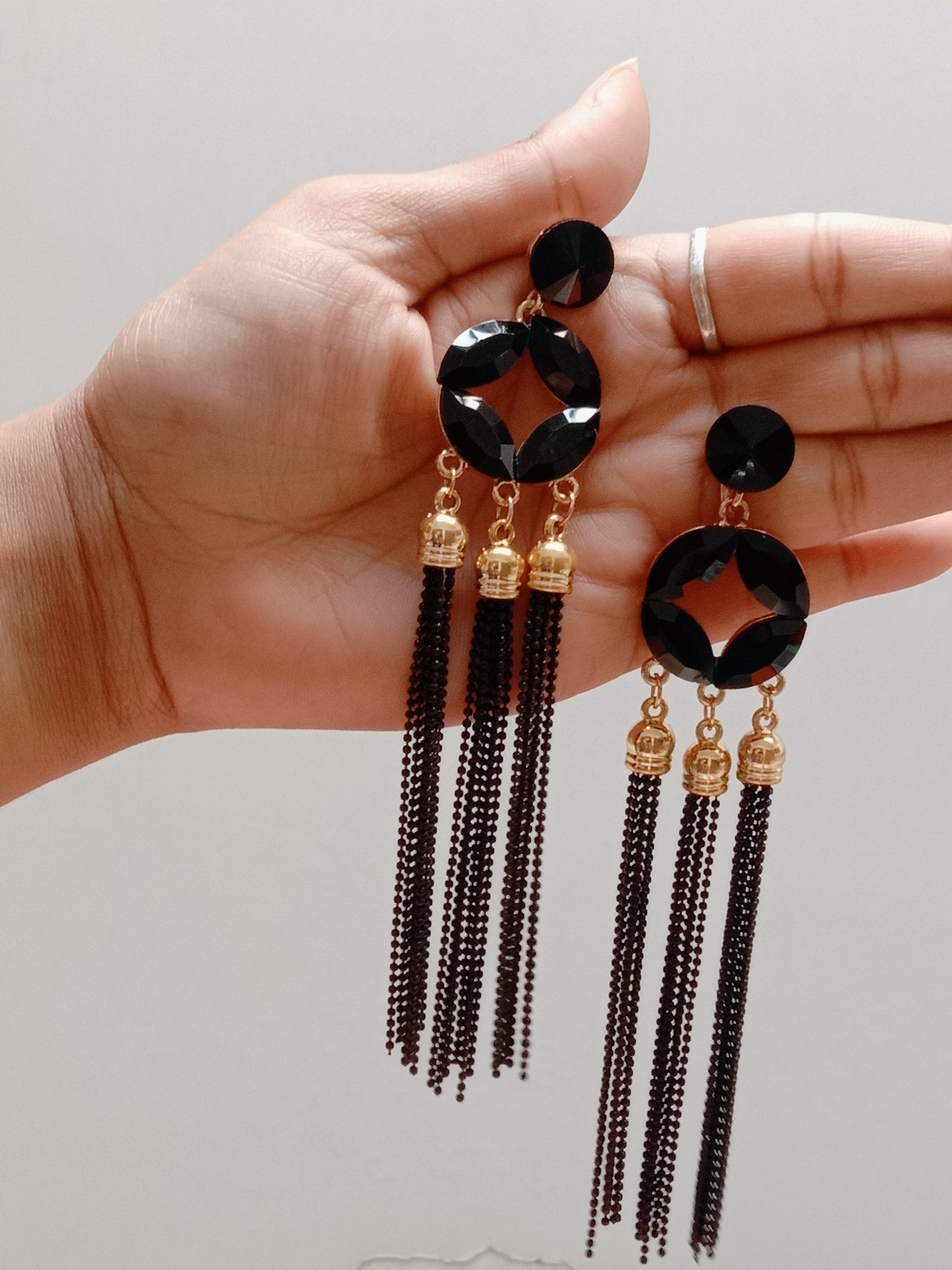 Western Cinderella Black Crystal Earrings