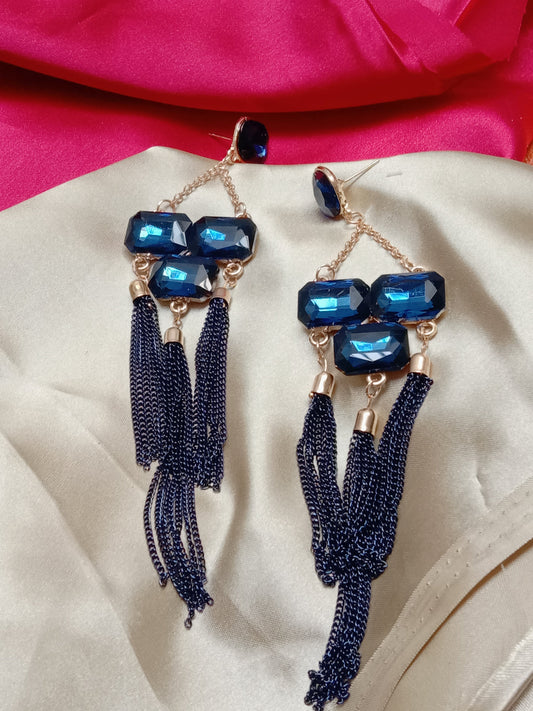 WESTERN CINDERELLA MERMAID BLUE CRYSTAL EARRINGS