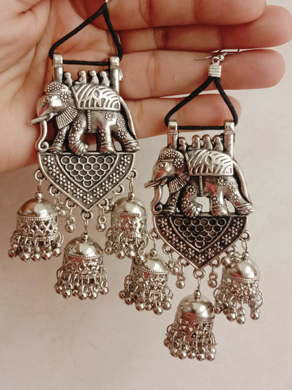 Light Weight Elephant Triple Jhumka