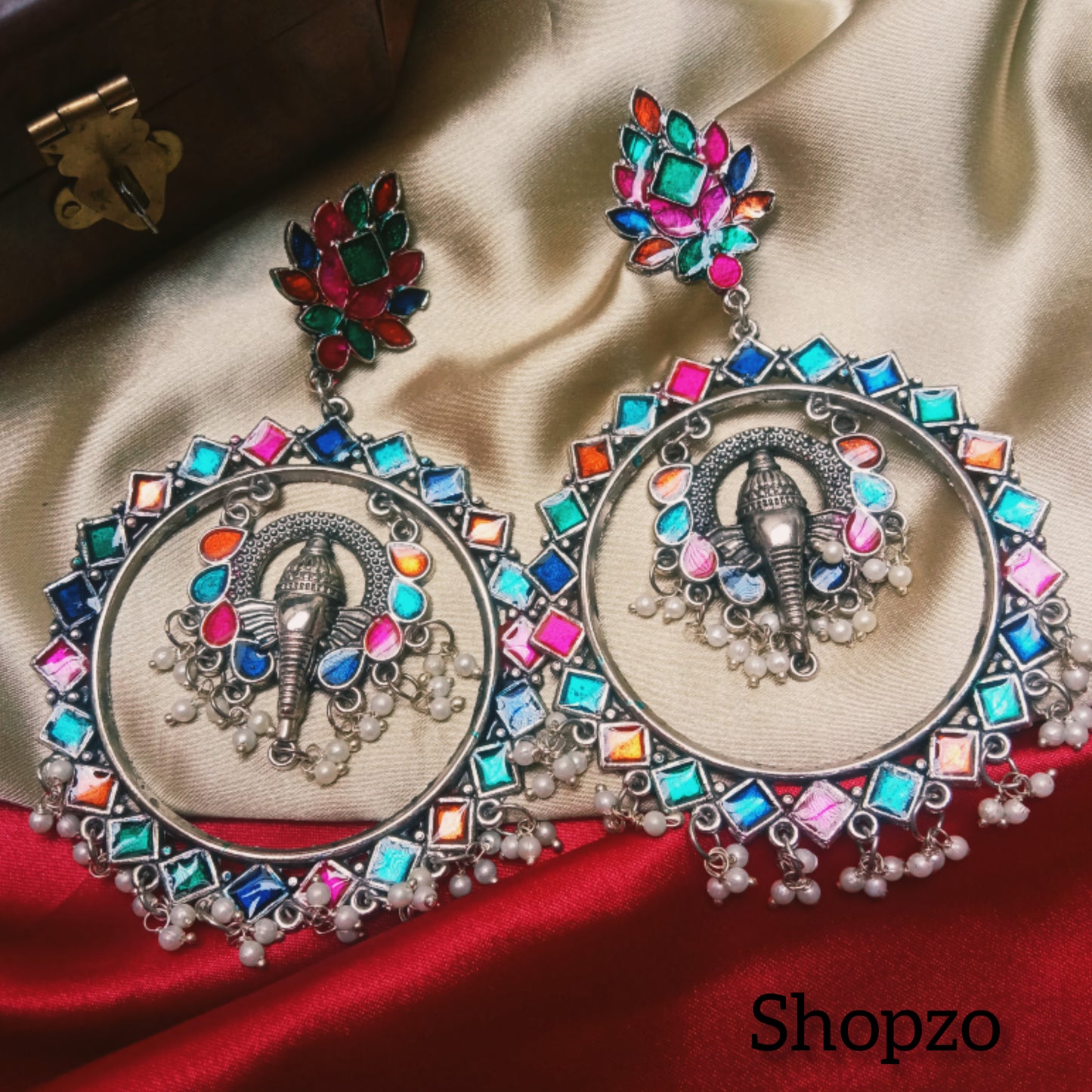 Meenakari Oxidised Chandbali || Sale